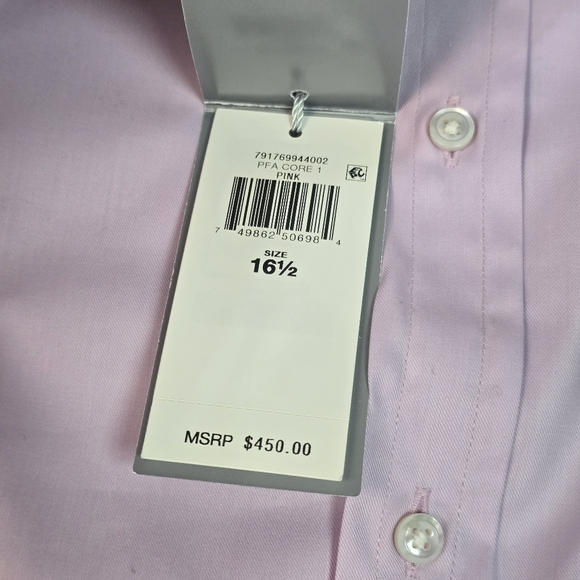 MRSP$450 Ralph Lauren Purple Label Easy Care Dress Shirt Pink Made In Italy 16.5 - Picture 7 of 11